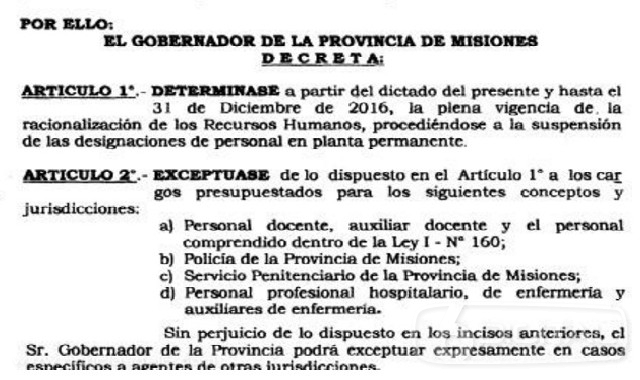 No se tomará personal ni pase a planta hasta 2017 excepto en docencia, policía y&nbsp;salud