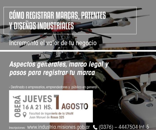 Se realizarán charlas sobre “Cómo registrar Marcas, Patentes y Diseños&nbsp;Industriales”