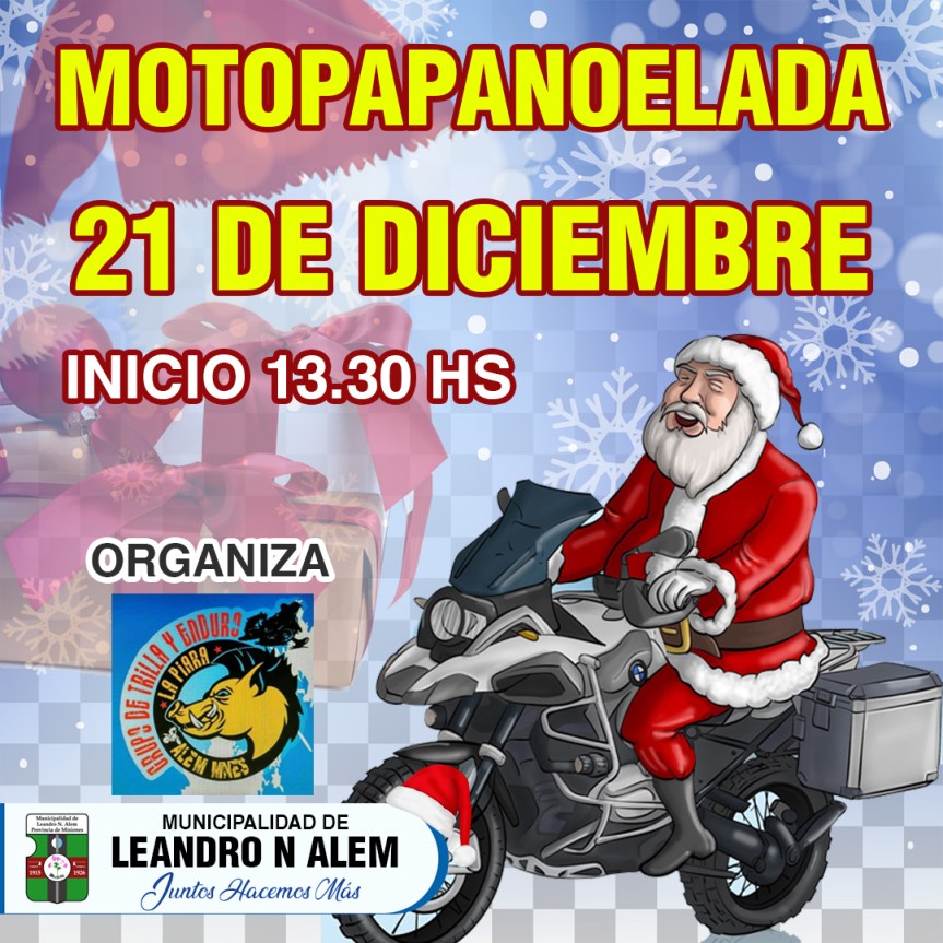 “Papanoelada” solidaria: motociclistas entregarán juguetes en barrios de&nbsp;Alem