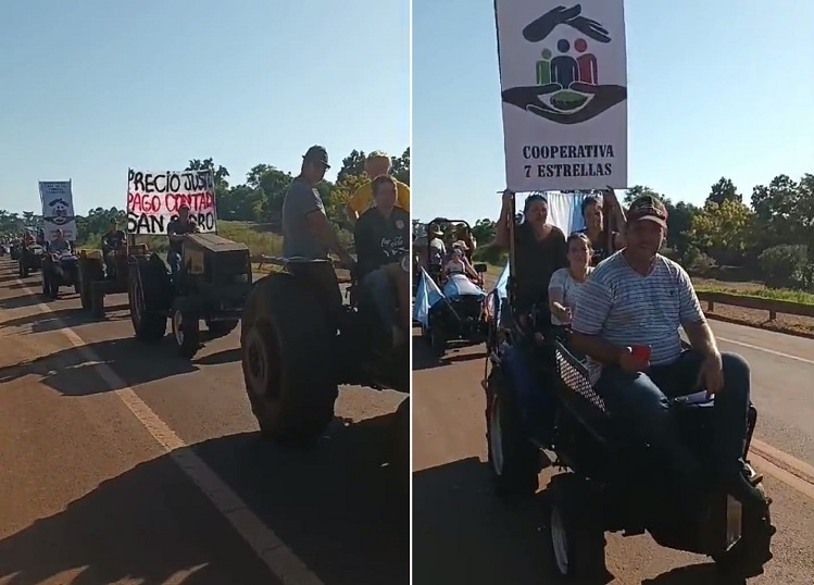 Productores yerbateros realizaron un tractorazo reclamando un precio de&nbsp;$505