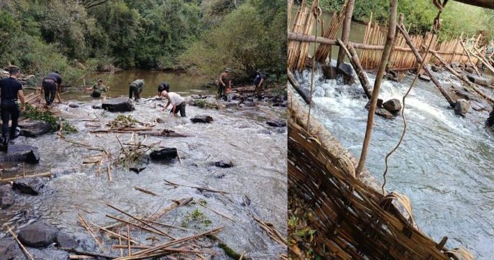 Policías desarmaron trampas para atrapar peces de comunidades&nbsp;Mbya